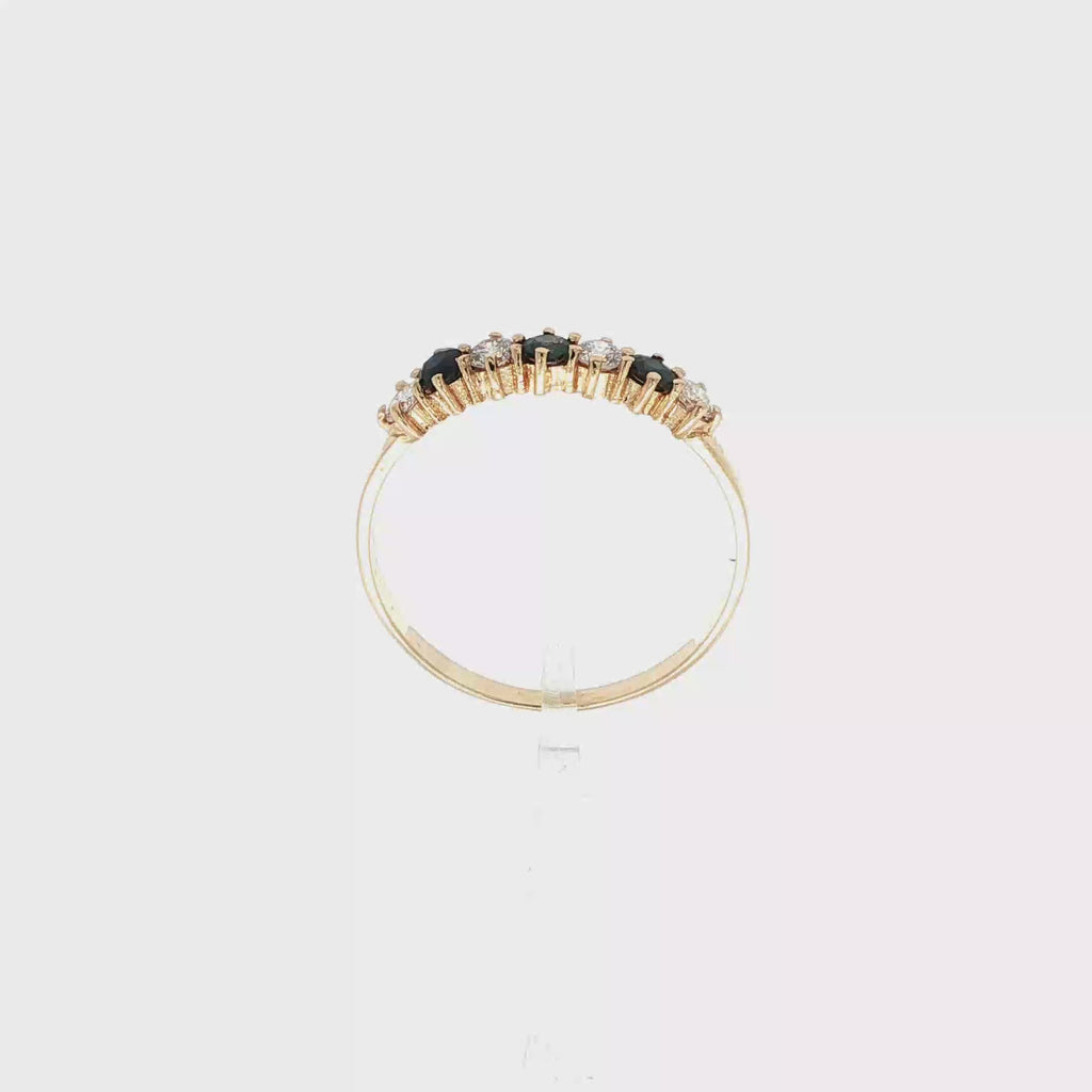ANILLO CINQUILLO AZUL CON DIAMANTES