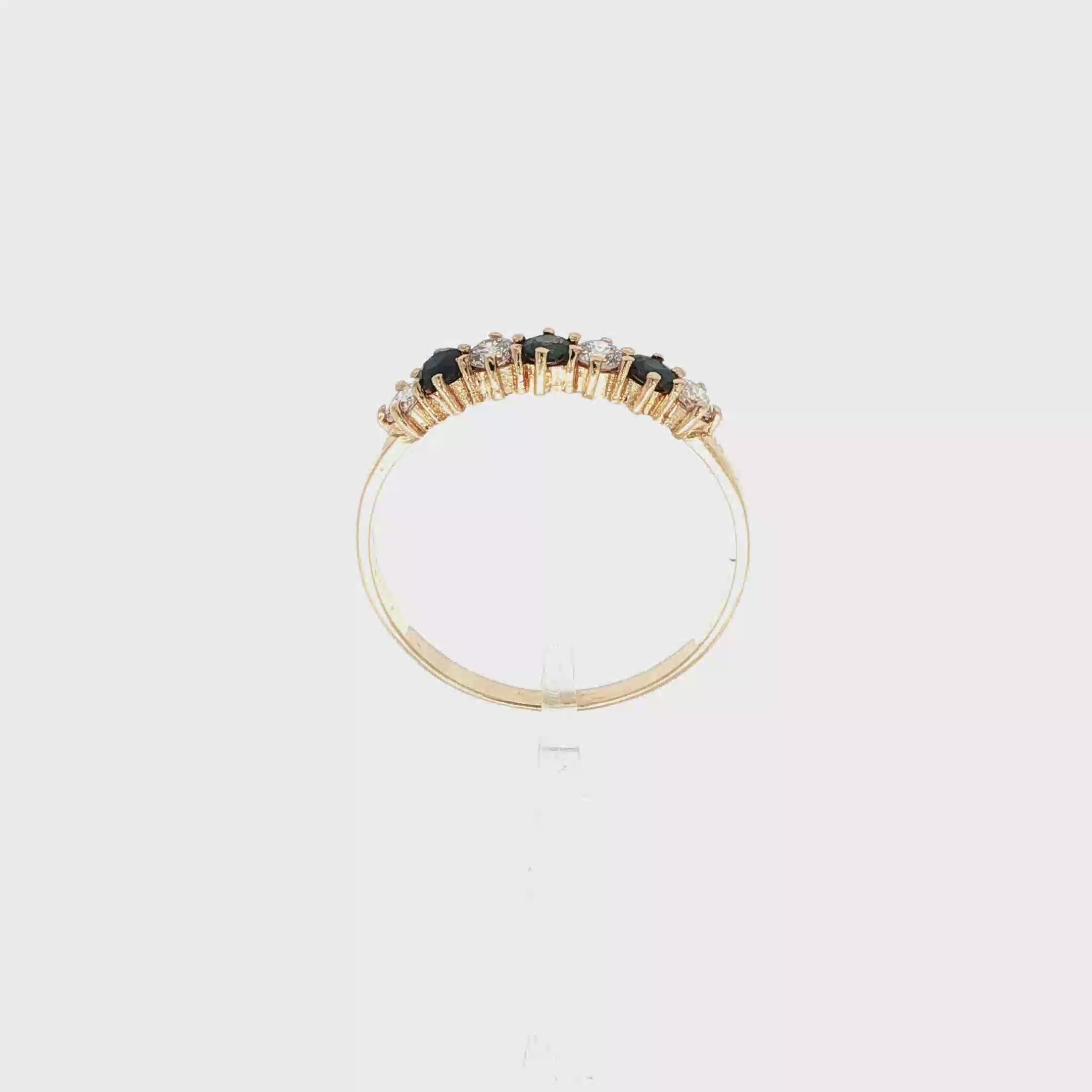 ANILLO CINQUILLO AZUL CON DIAMANTES