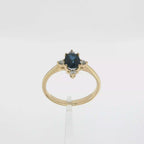 ANILLO 4 PUNTAS CON ZAFIRO Y DIAMANTES
