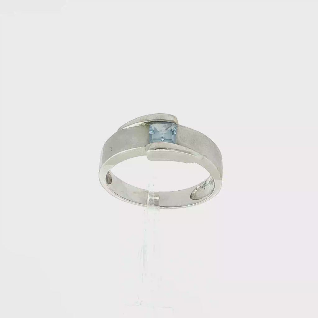 ANILLO PIEDRA  AZUL ORO BLANCO