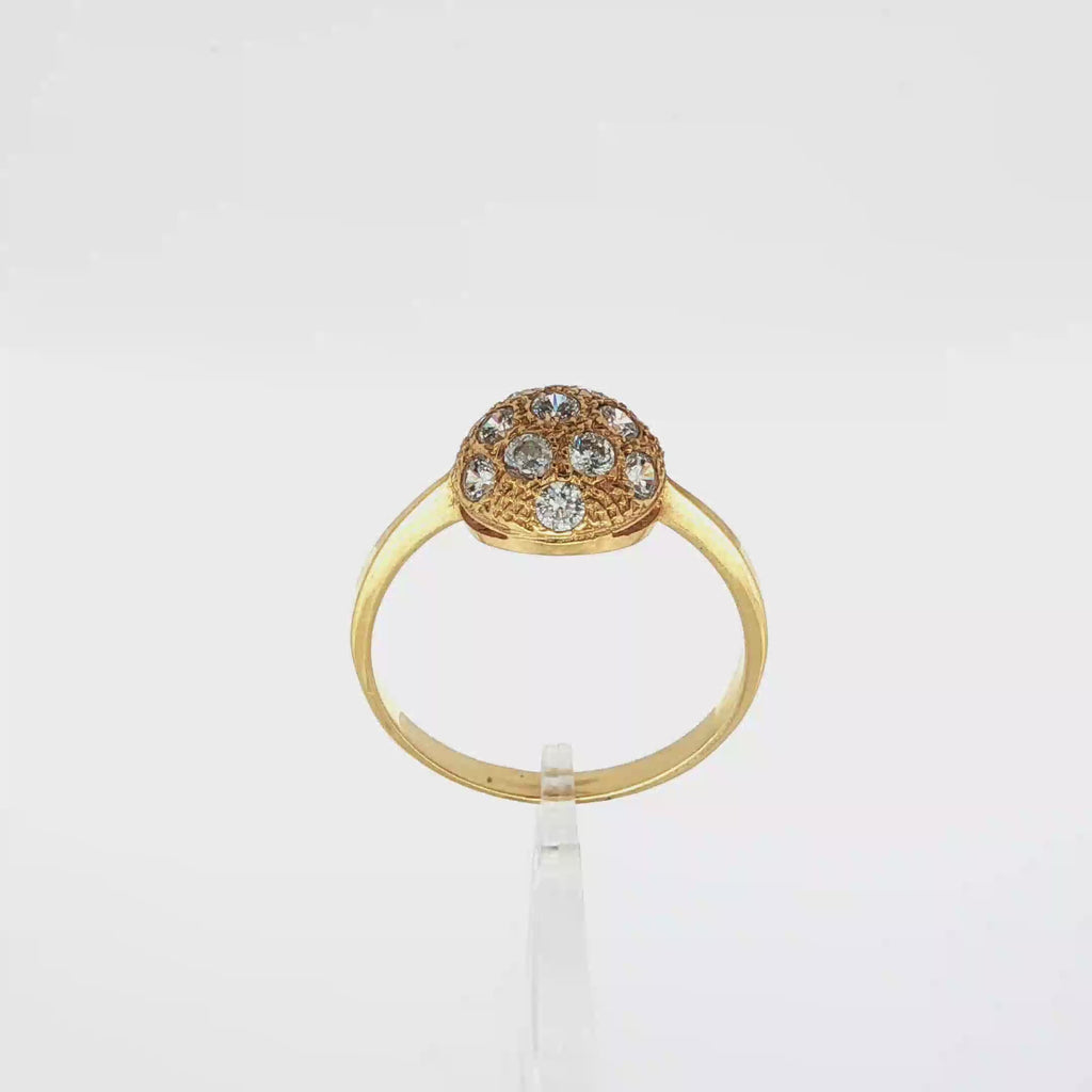 CONJUNTO ANILLO Y PENDIENTES MEDIA ESFERA CON CIRCONITAS