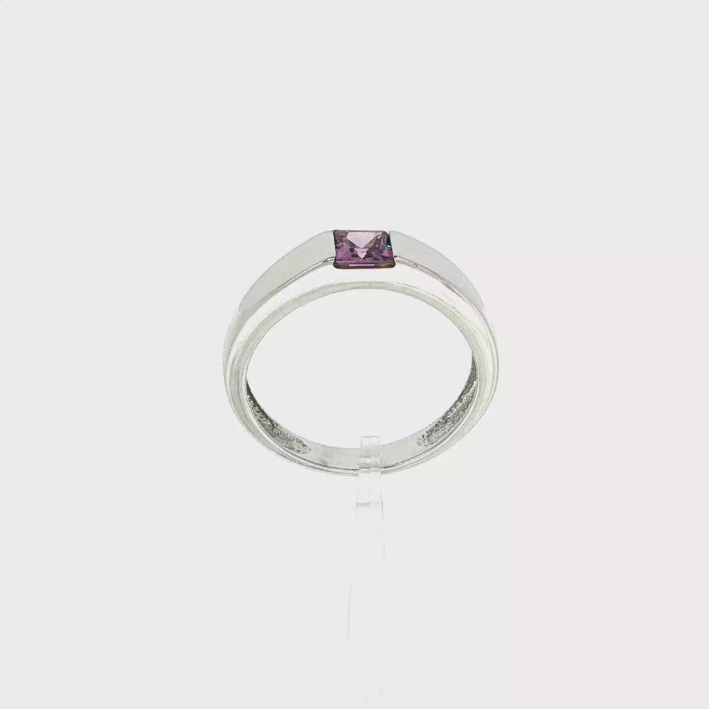 ANILLO DE ORO BLANCO CON PIEDRA LILA