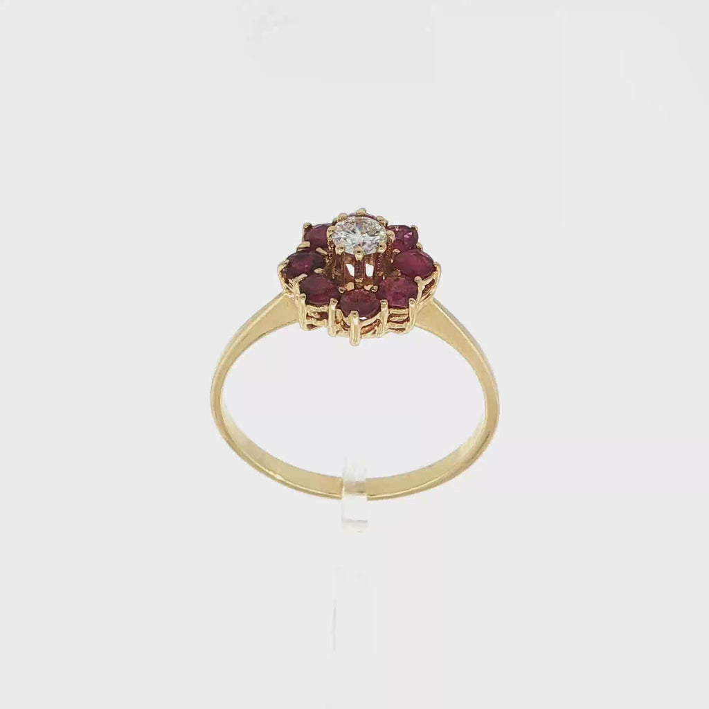 SORTIJA FLOR RUBIES Y DIAMANTE