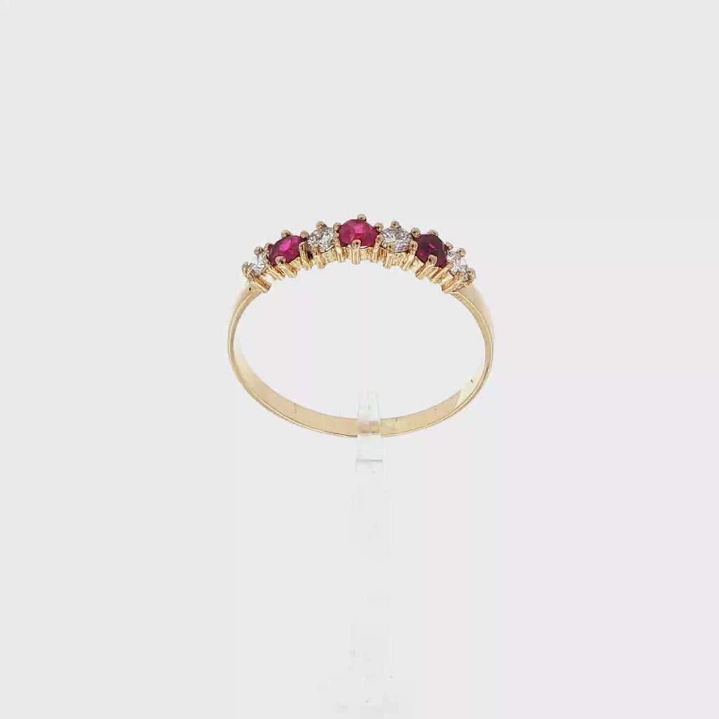ANILLO CINQUILLO ROJO CON DIAMANTES