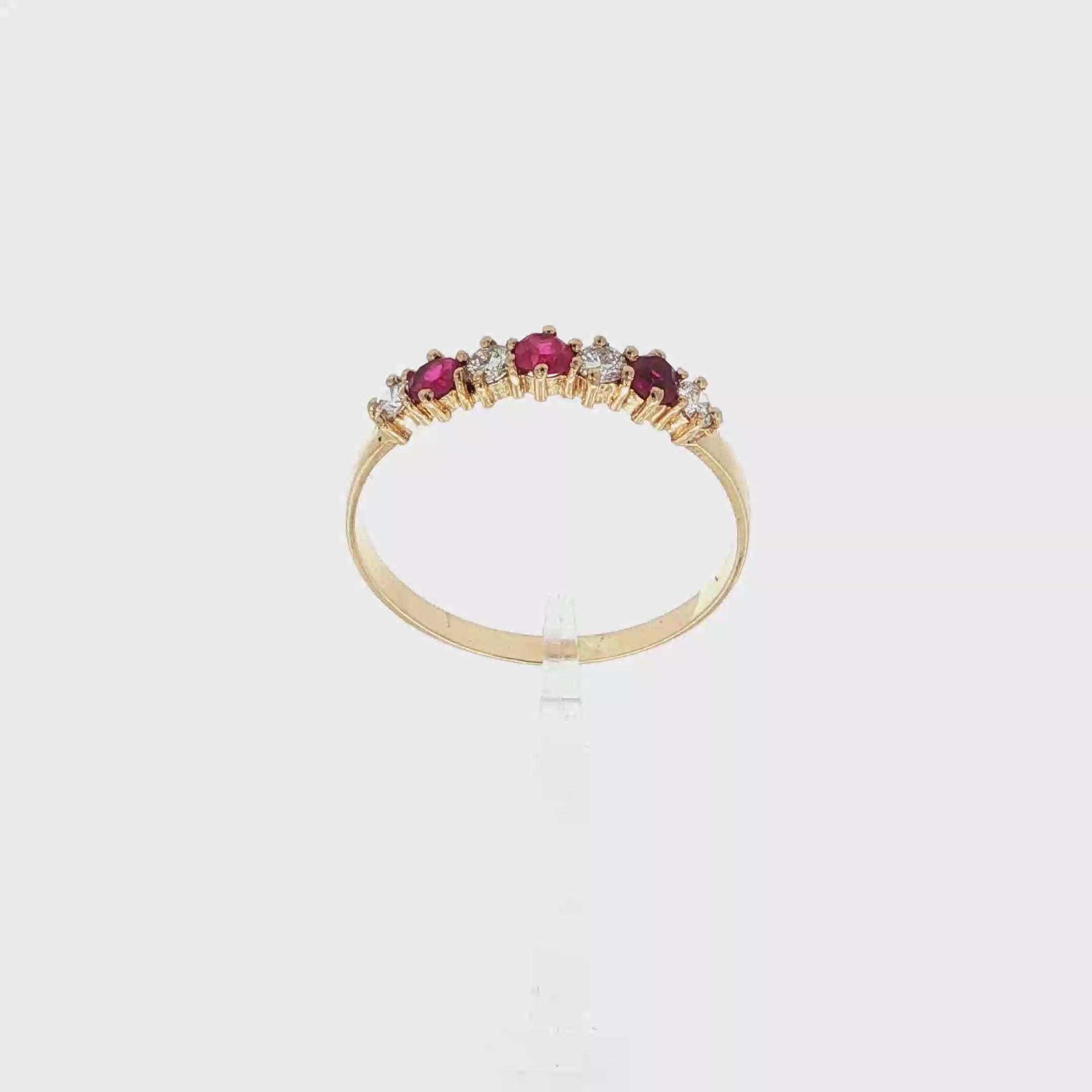 ANILLO CINQUILLO ROJO CON DIAMANTES