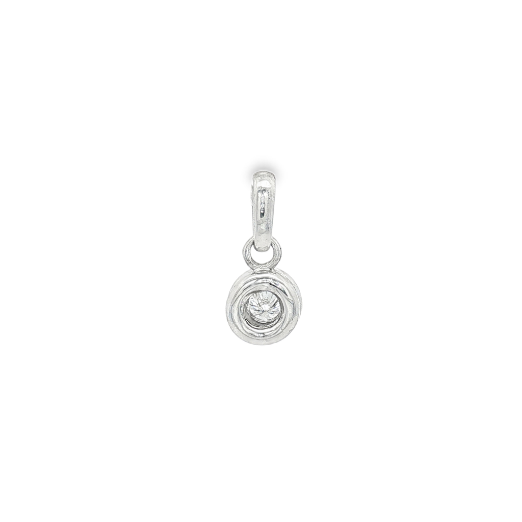 DIJE REDONDO ORO BLANCO CON DIAMANTE