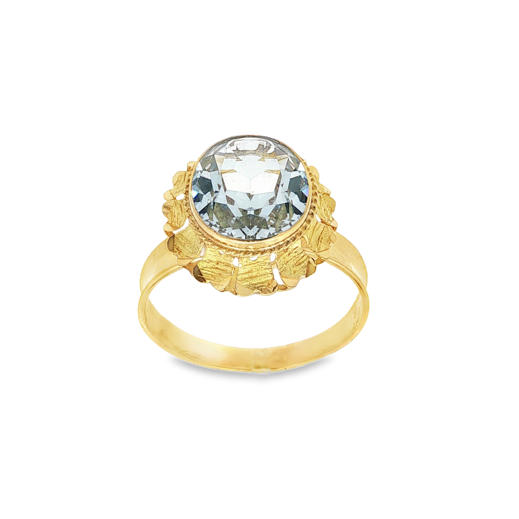 CONJUNTO ANILLO + PENDIENTES PIEDRA AZUL