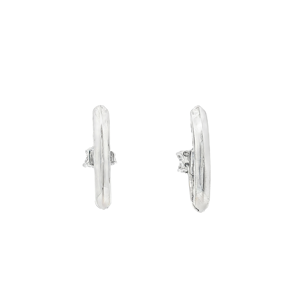 PENDIENTES FLOR ORO BLANCO CON DIAMANTES - AROS