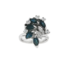 CONJUNTO DE ANILLO + PENDIENTES FLOR DE ZAFIROS Y DIAMANTES